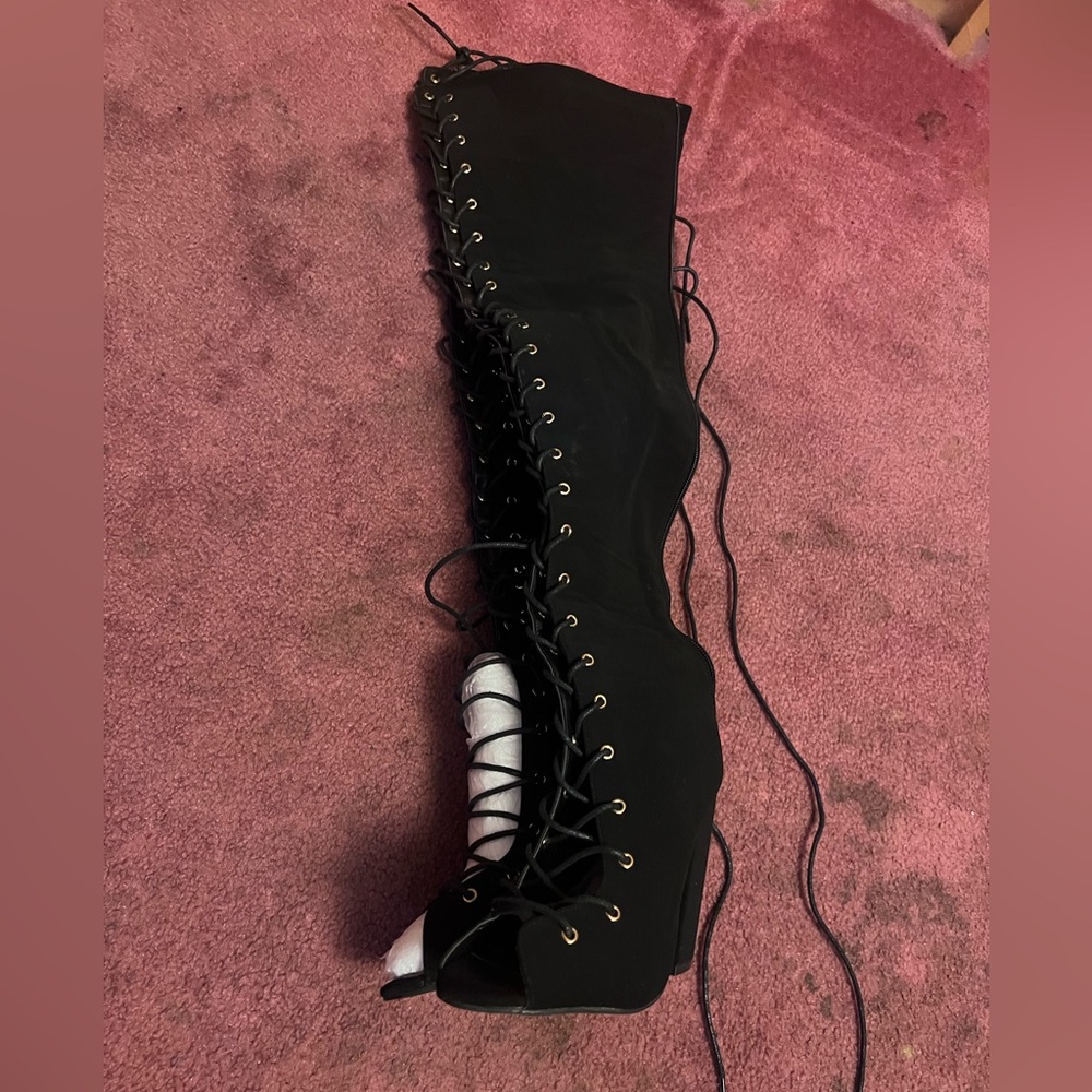 NWOT lace up high heel boots